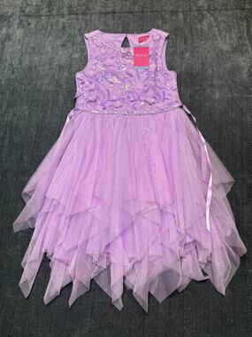 NWT Zunie Occasion Dress Girls Small (6/6X) Purple Sequin-Embellished Sleeveless